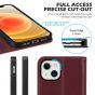 SHIELDON iPhone 13 Wallet Case, iPhone 13 Genuine Leather Cover with RFID Blocking, Book Folio Flip Kickstand Magnetic Closure - Wine Red