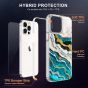 SHIELDON iPhone 13 Pro Max Clear Case Anti-Yellowing, Transparent Thin Slim Anti-Scratch Shockproof PC+TPU Case with Tempered Glass Screen Protector for iPhone 13 Pro Max 5G - Print Green Marble