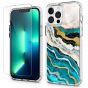 SHIELDON iPhone 13 Pro Max Clear Case Anti-Yellowing, Transparent Thin Slim Anti-Scratch Shockproof PC+TPU Case with Tempered Glass Screen Protector for iPhone 13 Pro Max 5G - Print Green Marble
