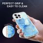 SHIELDON iPhone 13 Pro Max Clear Case Anti-Yellowing, Transparent Thin Slim Anti-Scratch Shockproof PC+TPU Case with Tempered Glass Screen Protector for iPhone 13 Pro Max 5G - Print Light Blue Marble
