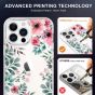 SHIELDON iPhone 13 Pro Max Clear Case Anti-Yellowing, Transparent Thin Slim Anti-Scratch Shockproof PC+TPU Case with Tempered Glass Screen Protector for iPhone 13 Pro Max 5G - Pattern Pink Flower