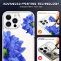 SHIELDON iPhone 13 Pro Max Clear Case Anti-Yellowing, Transparent Thin Slim Anti-Scratch Shockproof PC+TPU Case with Tempered Glass Screen Protector for iPhone 13 Pro Max 5G - Pattern Blue Floral