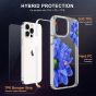 SHIELDON iPhone 13 Pro Max Clear Case Anti-Yellowing, Transparent Thin Slim Anti-Scratch Shockproof PC+TPU Case with Tempered Glass Screen Protector for iPhone 13 Pro Max 5G - Pattern Blue Floral