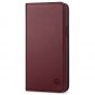 SHIELDON iPhone 13 Wallet Case, iPhone 13 Genuine Leather Cover with RFID Blocking, Book Folio Flip Kickstand Magnetic Closure - Wine Red