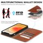 SHIELDON iPhone 13 Pro Max Wallet Case, iPhone 13 Pro Max Genuine Leather Cover - Brown - Retro