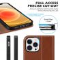SHIELDON iPhone 13 Pro Max Wallet Case, iPhone 13 Pro Max Genuine Leather Cover - Brown - Retro