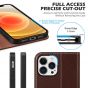 SHIELDON iPhone 13 Pro Max Wallet Case, iPhone 13 Pro Max Genuine Leather Cover - Coffee - Retro