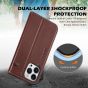 SHIELDON iPhone 13 Pro Max Wallet Case, iPhone 13 Pro Max Genuine Leather Cover - Coffee - Retro