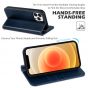 SHIELDON iPhone 13 Pro Max Wallet Case, iPhone 13 Pro Max Genuine Leather Cover - Dark Blue - Retro