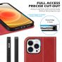 SHIELDON iPhone 13 Pro Max Wallet Case, iPhone 13 Pro Max Genuine Leather Cover - Red - Retro