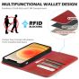 SHIELDON iPhone 13 Pro Max Wallet Case, iPhone 13 Pro Max Genuine Leather Cover - Red - Retro