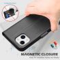 SHIELDON iPhone 13 Mini Genuine Leather Case, iPhone 13 Mini Wallet Cover with Magnetic Clasp Closure - Black