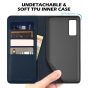 SHIELDON SAMSUNG GALAXY S20FE Folio Case Wallet Case, SAMSUNG GALAXY S20FE Genuine Leather Wallet Case - Navy Blue