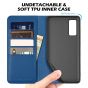 SHIELDON SAMSUNG GALAXY S20FE Folio Case Wallet Case, SAMSUNG GALAXY S20FE Genuine Leather Wallet Case - Royal Blue