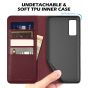 SHIELDON SAMSUNG GALAXY S20FE Folio Case Wallet Case, SAMSUNG GALAXY S20FE Genuine Leather Wallet Case - Wine Red