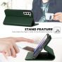 SHIELDON SAMSUNG S21 Wallet Case - SAMSUNG GALAXY S21 6.2-inch Folio Leather Case - Midnight Green