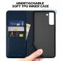 SHIELDON SAMSUNG S21 Wallet Case - SAMSUNG GALAXY S21 6.2-inch Folio Leather Case - Navy Blue