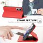 SHIELDON SAMSUNG S21 Wallet Case - SAMSUNG GALAXY S21 6.2-inch Folio Leather Case - Red