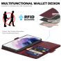 SHIELDON SAMSUNG S21 Ultra Wallet Case - SAMSUNG Galaxy S21 Ultra 6.8-inch Folio Leather Case with Double Magnetic Tab Closure - Wine Red