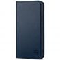 SHIELDON SAMSUNG S22 Wallet Case - SAMSUNG GALAXY S22 Genuine Leather Case Folio Cover - Navy Blue