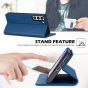 SHIELDON SAMSUNG S22 Wallet Case - SAMSUNG GALAXY S22 Genuine Leather Case Folio Cover - Royal Blue