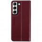 SHIELDON SAMSUNG S22 Wallet Case - SAMSUNG GALAXY S22 Genuine Leather Case Folio Cover - Wine Red