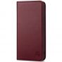 SHIELDON SAMSUNG S22 Plus Wallet Case - SAMSUNG GALAXY S22 Plus Genuine Leather Case Folio Cover - Wine Red