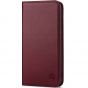 SHIELDON SAMSUNG Galaxy S24 Genuine Leather Wallet Case, SAMSUNG S24 Flip Case Folio Book Magnet Cover - Wine Red