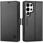 SHIELDON SAMSUNG Galaxy S24 Ultra Wallet Case, SAMSUNG S24 Ultra Leather Cover Flip Folio Book Case - Black