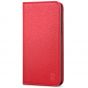 SHIELDON iPhone 11 Wallet Case, Genuine Leather, RFID Blocking, Magnetic Closure - Red - Litchi Pattern