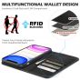 SHIELDON iPhone 11 Wallet Case, Genuine Leather, RFID Blocking, Magnetic Closure - Black - Retro