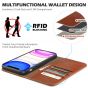 SHIELDON iPhone 11 Wallet Case, Genuine Leather, RFID Blocking, Magnetic Closure - Brown - Retro