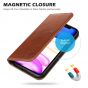 SHIELDON iPhone 11 Wallet Case, Genuine Leather, RFID Blocking, Magnetic Closure - Brown - Retro