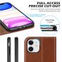 SHIELDON iPhone 11 Wallet Case, Genuine Leather, RFID Blocking, Magnetic Closure - Brown - Retro