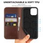 SHIELDON iPhone 11 Wallet Case, Genuine Leather, RFID Blocking, Magnetic Closure - Coffee - Retro