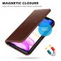 SHIELDON iPhone 11 Wallet Case, Genuine Leather, RFID Blocking, Magnetic Closure - Coffee - Retro