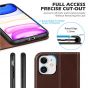 SHIELDON iPhone 11 Wallet Case, Genuine Leather, RFID Blocking, Magnetic Closure - Coffee - Retro