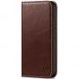 SHIELDON iPhone 11 Wallet Case, Genuine Leather, RFID Blocking, Magnetic Closure - Coffee - Retro