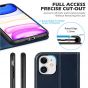 SHIELDON iPhone 11 Wallet Case, Genuine Leather, RFID Blocking, Magnetic Closure - Dark Blue - Retro