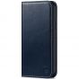 SHIELDON iPhone 11 Wallet Case, Genuine Leather, RFID Blocking, Magnetic Closure - Dark Blue - Retro