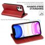 SHIELDON iPhone 11 Wallet Case, Genuine Leather, RFID Blocking, Magnetic Closure - Red - Retro