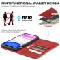 SHIELDON iPhone 11 Wallet Case, Genuine Leather, RFID Blocking, Magnetic Closure - Red - Retro