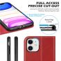 SHIELDON iPhone 11 Wallet Case, Genuine Leather, RFID Blocking, Magnetic Closure - Red - Retro