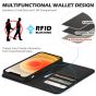 SHIELDON iPhone 12 Wallet Case - iPhone 12 Pro 6.1-inch Folio Leather Case - Black - Litchi Pattern