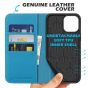 SHIELDON iPhone 12 Wallet Case - iPhone 12 Pro 6.1-inch Folio Leather Case - Light Blue - Litchi Pattern