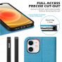 SHIELDON iPhone 12 Wallet Case - iPhone 12 Pro 6.1-inch Folio Leather Case - Light Blue - Litchi Pattern