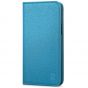 SHIELDON iPhone 12 Wallet Case - iPhone 12 Pro 6.1-inch Folio Leather Case - Light Blue - Litchi Pattern