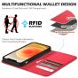 SHIELDON iPhone 12 Wallet Case - iPhone 12 Pro 6.1-inch Folio Leather Case - Red - Litchi Pattern