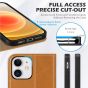 SHIELDON iPhone 12 Wallet Case - iPhone 12 Pro 6.1-inch Folio Leather Case - Retro Light Brown