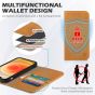 SHIELDON iPhone 12 Wallet Case - iPhone 12 Pro 6.1-inch Folio Leather Case - Retro Light Brown